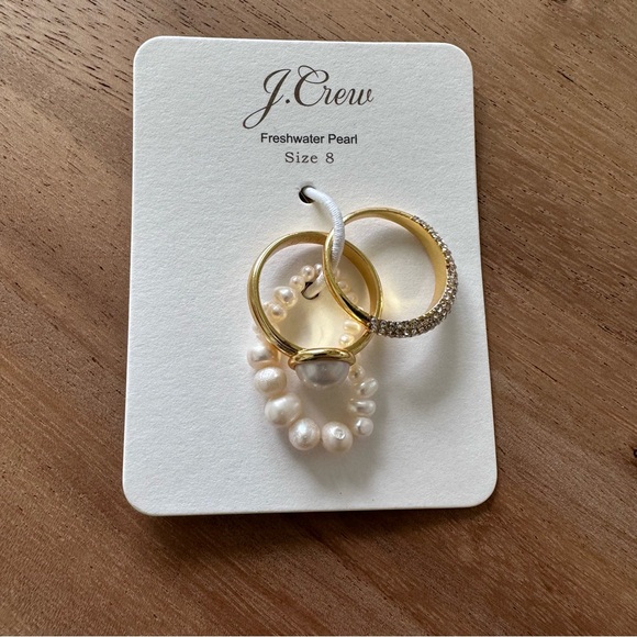 Jcrew Pearl and crystal set-of-three rings - Picture 2 of 3